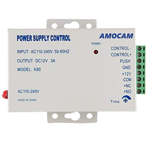 AMOCAM K80 Power Supply Control AC 110-240V to DC 12V Power Supply for Access Control System Video Intercom Electric Strike Bolt Magnetic Lock Video Door Phone Power Supply Controller