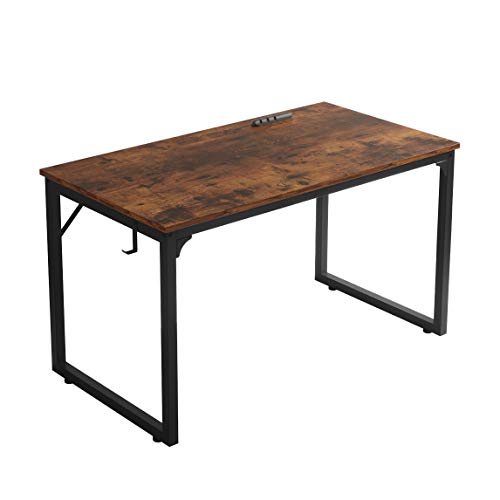 Home Office Desk, Modern Industrial Simple Style Computer Desk, Workstation, Sturdy Writing Desk, Flrrtenv(55', Rustic Brown)