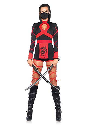Leg Avenue Women's Dragon Ninja Costume, black/Red, Small