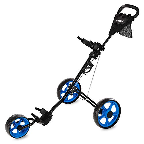 Janus Golf Push Cart, Golf cart for Golf Bag，Golf Pull cart for Golf Clubs, Golf Push carts 3 Wheel Folding, Golf Accessories for Men Women，Golf cart Accessories，Ideal for Golf Clubs