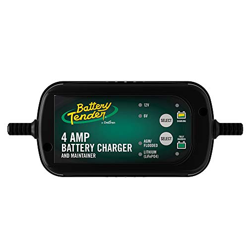 Battery Tender 4 Amp Battery Charger and Maintainer: Switchable 6V / 12V, Automotive Battery Charger and Maintainer for Cars, Trucks, and SUVs, Lead Acid & Lithium Battery Charger - 022-0209-BT-WH