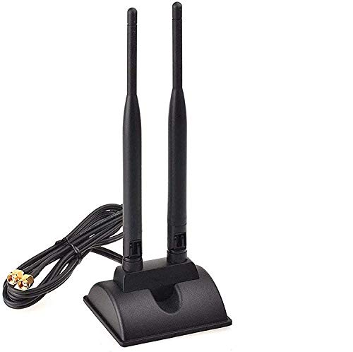 TECHTOO WiFi Antenna Dual Band 2.4GHz - 5.8GHz with RP-SMA Connector Magnetic Base for Wireless Network Router - USB Adapter - PCI PCIe Cards - Signal Booster - Access Point - Wireless Range Extender