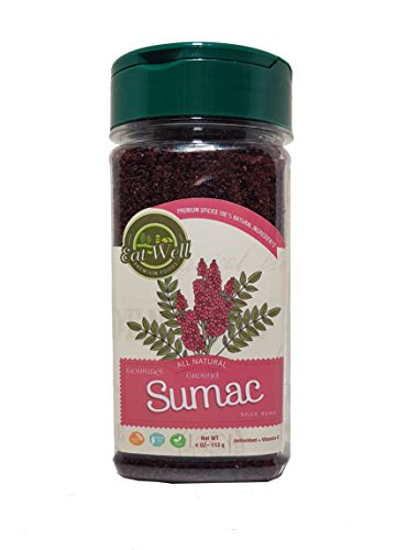 Sumac Spice Powder | 4 oz 113 g | Bulk Ground Sumac Berries - Bran | Extra Grade Turkish Sumac Seasoning | Middle Eastern Spices | Eat Well Premium Food