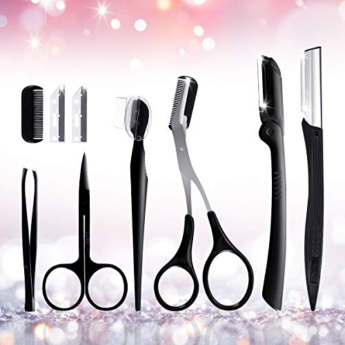 Eyebrow Razor,Hizek 6 in 1 Eyebrow Kit,Multipurpose Exfoliating Dermaplaning Tool Face Razors for Women, Including Facial Trimmer Shaver,Eyebrow Brush,Scissors,Tweezers,Storage Bag