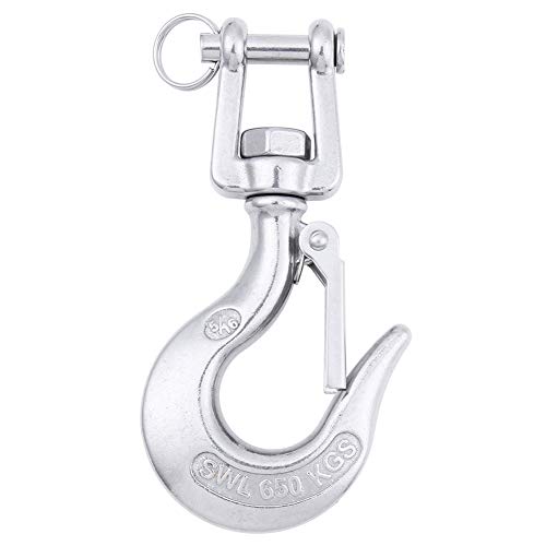 AOWISH 304 Stainless Steel Clevis Slip Hook with Safety Latch 5/16'' American Type Jaw & Eye Swivel Lifting Hoisting Chain Hooks for Rigging Towing Winch ATV Trailer Crane Wrecker and More(SWL 650KGS)