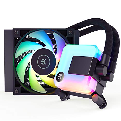 EK 120mm AIO D-RGB All-in-One Liquid CPU Cooler with EK-Vardar High-Performance PMW Fans, Water Cooling Computer Parts, 120mm Fan, Intel 115X/1200/2066, AMD AM4