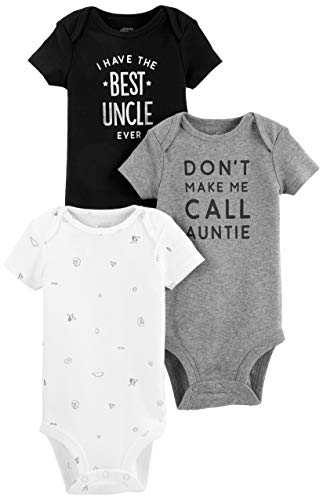 Simple Joys by Carter's Baby 3-Pack Short-Sleeve Family Slogan Bodysuits, Aunt/Uncle, 0-3 Months