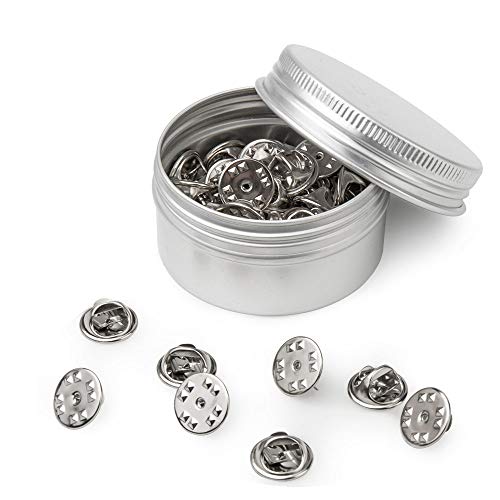 50PCS Metal Locking Pin Backs, Pin Keepers Locking Clasp, Badge Insignia Pin Backs Replacement (Silver)