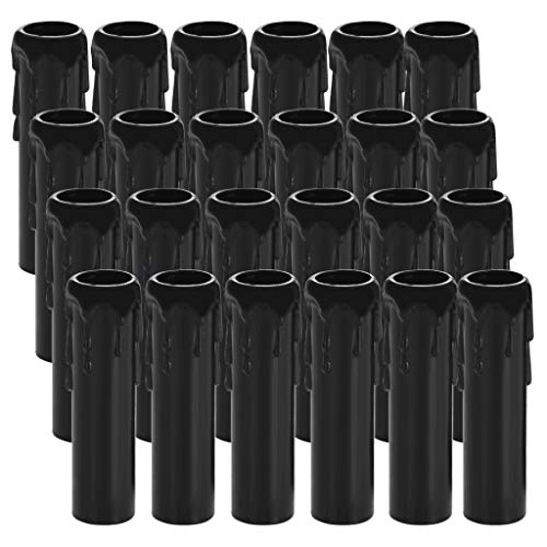Skelang 24 Pcs 4' Tall Candle Socket Covers, Black Candle Covers Sleeves Fit to Most Chandeliers, Chandeliers Base, Chandelier Covers