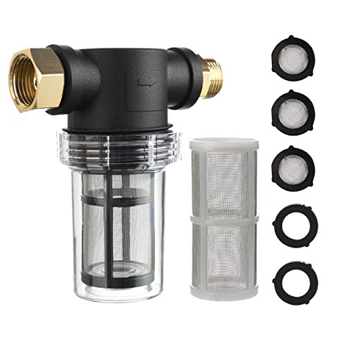 M MINGLE Garden Hose Filter for Pressure Washer Inlet Water, Inline Filter for Sediment, 40 Mesh Screen, Extra 100 Mesh