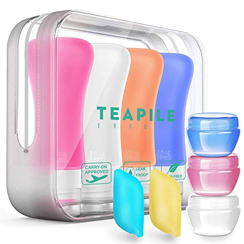 4 Pack Travel Bottles, TSA Approved Containers, 3oz Leak Proof Travel Accessories Toiletries,Travel Shampoo And Conditioner Bottles,Perfect for Business or Personal Travel, Fun Outdoors 9 Pieces