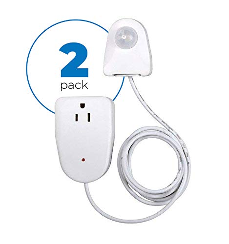 Motion Sensor Outlet Device, 2 Pack – Plug In Motion Sensor Device Turns On Your Lamp, Radio or Appliance When Movement Is Detected – Ideal For Dark Rooms, Hallways – 25ft Detection, 6 Foot Cord