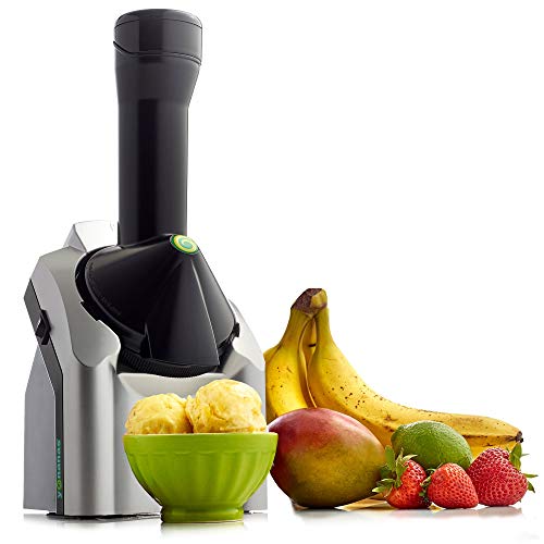 Yonanas 902 Classic Original Healthy Dessert Fruit Soft Serve Maker Creates Delicious Dairy Free Vegan Alternatives to Ice Cream Frozen Yogurt Sorbet Includes Recipe Book BPA Free, Silver (Renewed)