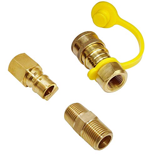 DOZYANT 3/8 Inch Natural Gas Quick Connect Fittings，LP Gas Propane Hose Quick Disconnect Kit, 100% Solid Brass