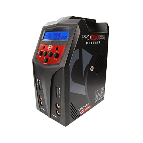 Venom Pro Duo LiPo Battery Charger | 80W X2 AC DC 7A NiMH LiHV LiPo Balance Charger Discharger with Charger Adapter | LiPo 1S to 6S Airsoft, Drone, RC Battery Charger