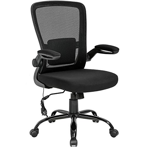 Home Office Chair Ergonomic Desk Chair Mesh Computer Chair Swivel Rolling Executive Task Chair with Lumbar Support Arms Mid Back Adjustable Chair for Adults, Black
