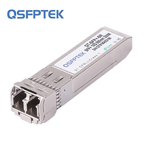 QSFPTEK 10G SFP+ Module LC Multimode 850nm 300M DDM 10GBASE-SR SFP+ Transceiver for Cisco SFP-10G-SR, Ubiquiti UF-MM-10G, Netgear, Mikrotik, D-Link, Supermicro, Linksys, Other Open Switches