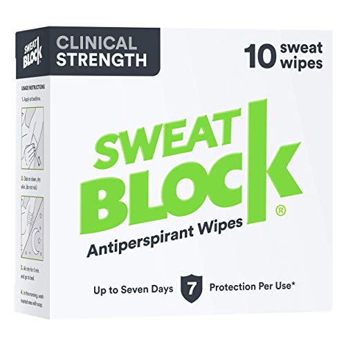 SweatBlock Clinical Strength Antiperspirant Wipes- Treat Hyperhidrosis & Excessive Sweating - Up to 7 Days Protection Per Wipe - 10 count - Unisex