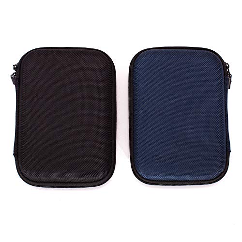 Ginsco Hard Carrying Case for Portable External Hard Drive Toshiba Canvio Basics Seagate Expansion WD Elements (2pcs(Black+Blue))