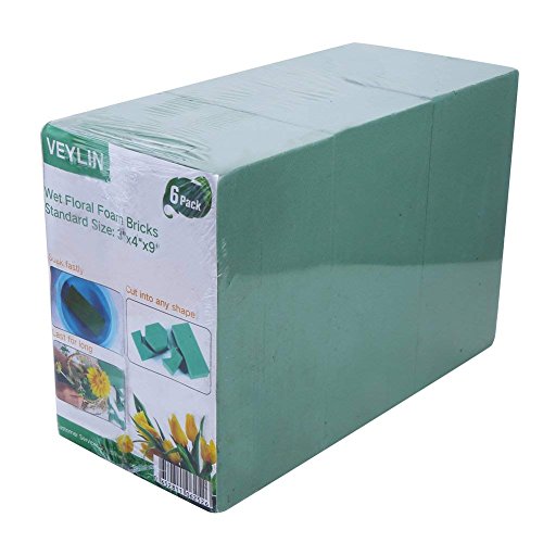 Pack of 6 Wet Floral Foam Bricks Green Styrofoam Blocks for Floral Arrangement by VEYLIN