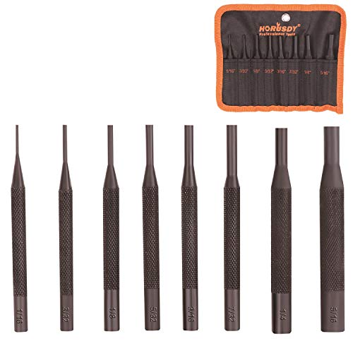 HORUSDY 8 Pieces Pin Punch Set, Gunsmithing Kit Removing Repair Tool with Holder for Automotive, Watch Repair,Jewelry and Craft