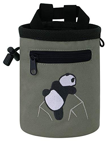 AMC Rock Climbing Panda Compact Chalk Bag with Adjustable Belt, Gray