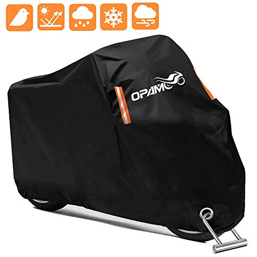 Motorcycle Scooter Cover Waterproof Outdoor - Large Medium XL 250cc 150cc 50cc Scooter Shelter for Harleys All Weather Motorbike Protection with Lock Holes Tear-proof Heavy-Duty Durable Fit up to 96”