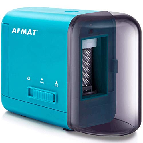 AFMAT Colored Pencil Sharpener, Electric Pencil Sharpener for Colored Pencils(6-8mm), Fast Sharpen, 3 Settings, Portable Pencil Sharpener for Kids, AC/USB/AA Battery Operated with Adapter