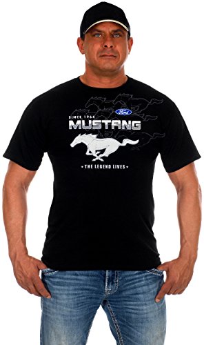 JH Design Men's Ford Mustang T-Shirt's in 8 Great Styles a Short Sleeve Crew Neck Shirt (X-Large, Clg0-black)