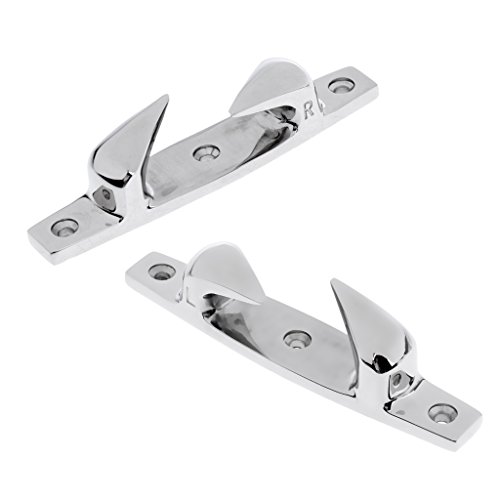 D DOLITY 2pcs 316 Stainless Steel Skean Boat Yacht Deck Line Dock Anchor Rope Cleat Chock Left & Right - 4.7 inch 12cm