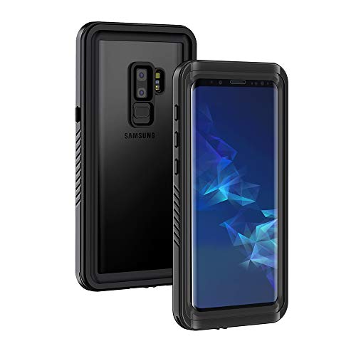 Lanhiem Galaxy S9+ Plus Case, IP68 Waterproof Dustproof Shockproof Case with Built-in Screen Protector, Full Body Sealed Underwater Protective Cover for Samsung Galaxy S9 Plus (Black)