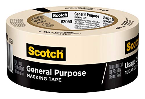3M 2050 Scotch Masking Tape for General Painting, 1.88-Inch x 60.1-Yard, 1-Pack