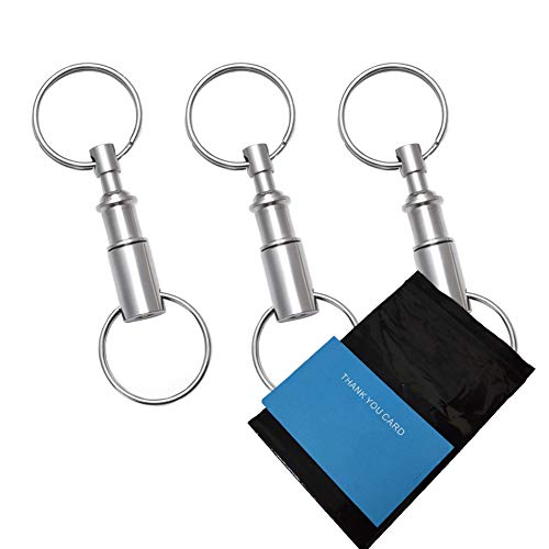 Rongbo 3 Pack Quick Release Detachable Pull Apart Key Rings Keychains,Double Spring Split Snap Seperate Chain Lock Holder Convenient Accessory Gift (3Pack)