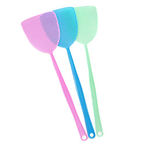 Fly Swatter, 17.5''Plastic Indoor with Durable Long Handle (3pack, 3color)