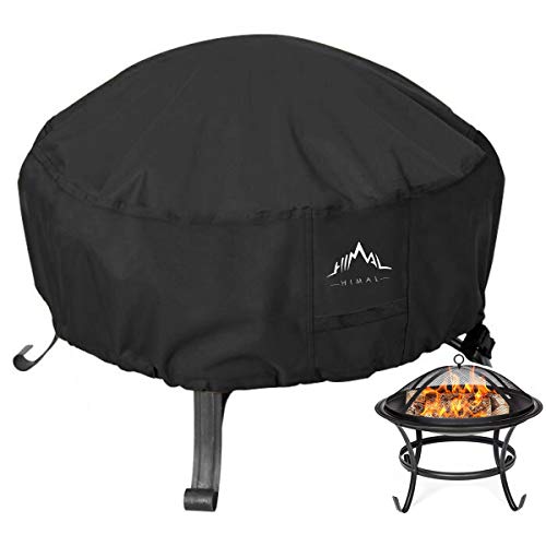 Himal Outdoors Fire Pit Cover- Heavy Duty Waterproof 600D Polyster with Thick PVC Coating, Round Fire Pit Cover, Waterproof, 36 Inch, Black