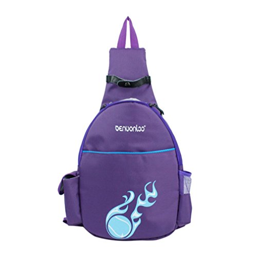 Klau Tennis Racquet Backpack, Nylon Tennis Racket Cover Outdoor Sports Bag Purple for Children Teenagers Tennis Beginners