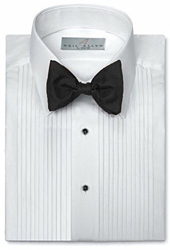 Neil Allyn 1/4' Pintuck (Pleat) Laydown Collar Convertible Front and Cuff Shirt,White,X-Large(17.5 X 34-35)White