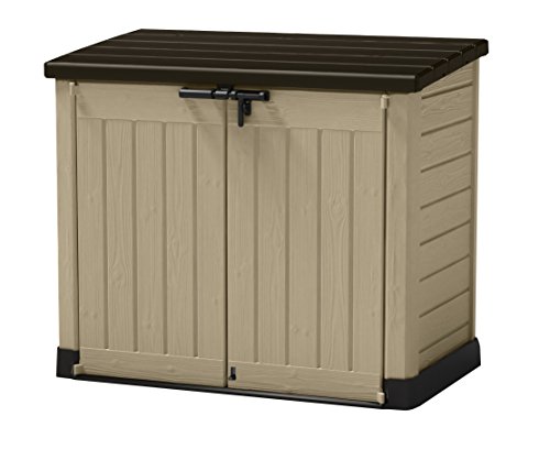KETER 226814 Store-It-Out MAX 4.8 x 2.7 Outdoor Resin Horizontal Storage Shed, 42 cu.ft, Beige/Brown