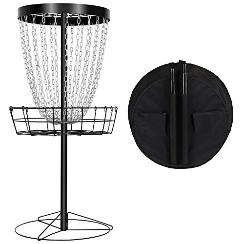 YAHEETECH Disc Golf Basket Target 24 Chain Portable Metal Golf Goals Baskets w/Carrying Bag Practice Set