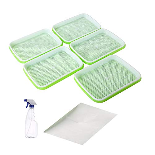 NATGAI Seed Sprouter Tray, 5 Pack Seed Germination Tray BPA Free Nursery Tray for Seedling Planting Great for Garden Home Office (5 Pack)