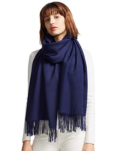 MaaMgic Womens Large Soft Cashmere Feel Pashmina Shawls Wraps Light Scarf, Navy