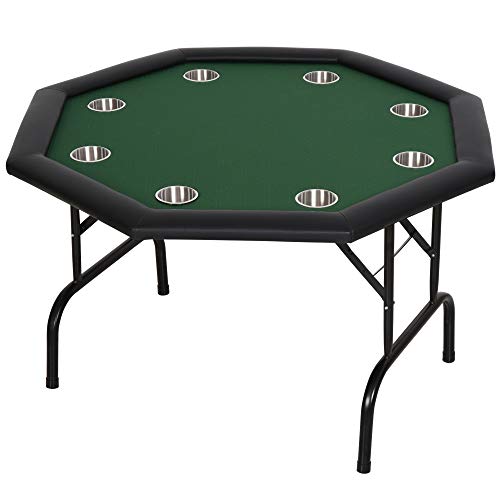 Soozier 3.9ft 8 Player Octagon Poker Table with Cup Holders Folding Top - Green