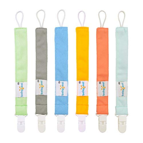 Babygoal Pacifier Clips, 6 Pack Pacifier Holder for Boys and Girls Fits Most Pacifier Styles & Baby Teething Toys and Baby Gift 6PS10