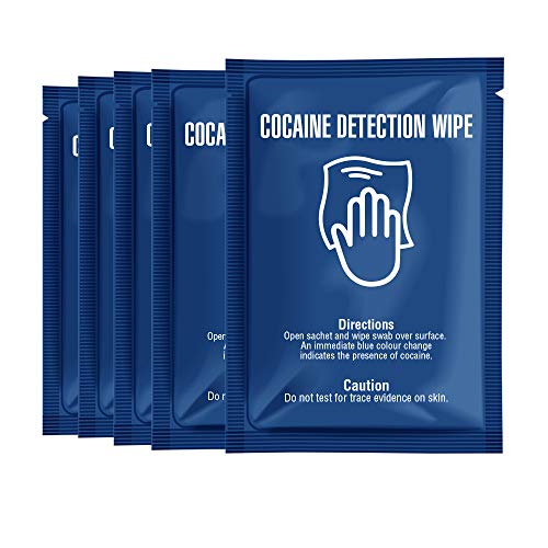 Cocaine Detection Wipes Pack of Sachets - Detect The Presumptive presence of Cocaine on Any Surface by Swabbing The Area with Wipe Turning Blue Upon Contact with Drugs (20)