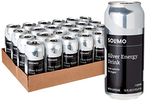 Amazon Brand - Solimo Silver Energy Drink, Sugar Free, 16 Fluid Ounce (Pack of 24)