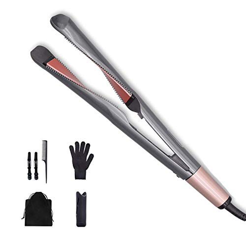 Hair Straightener 2 in 1 Flat Iron for Hair Styling Professional Ceramic Tourmaline Straightening Curler Wand Dual Voltage with LCD Digital Display