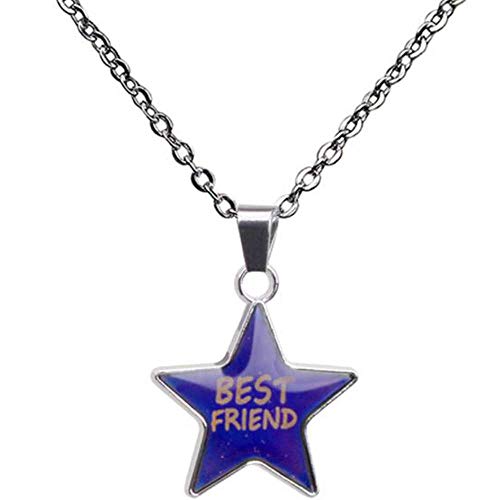 Temperature Sensative Color Changing Mood Indication Best Friend Pendant Necklace (Star)