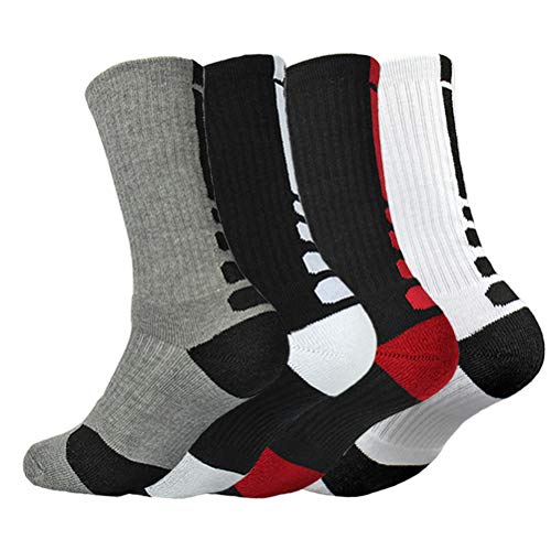 4Pack Men's Basketball Sock Cushion Athletic Long Sports Outdoor Socks Compression Sock