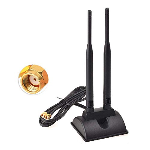 Eightwood Dual WiFi Antenna with RP-SMA Male Connector, 2.4GHz 5GHz Dual Band Antenna Magnetic Base for PCI-E WiFi Network Card USB WiFi Adapter Wireless Router Mobile Hotspot