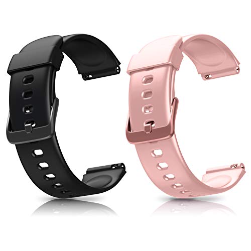 Letsfit ID205L Smart Watch Bands, Adjustable Smartwatch Replacement Straps for ID205L Sport Watch, Replacement Accessory Bandst with 2 Pack, Black+Pink